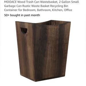 Mooace rustic wood wastebasket